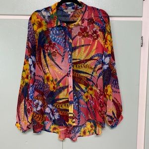 compliments colorful Blouse WOMENS size XL